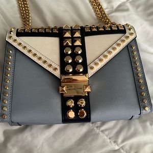 Michael Kors MK Whitney Large Studded Saffiano Leather Convertible Shoulder Bag